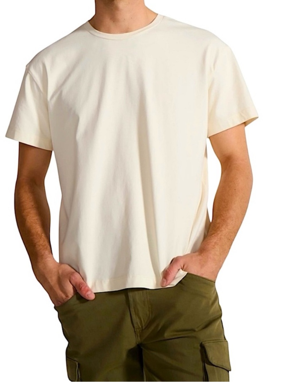 MONFRERE Men's Dann Relaxed Crewneck T-Shirt in Vintage Blanc Xl